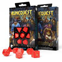 Runequest kauliukų rinkinys raudonos ir auksinės spalvos